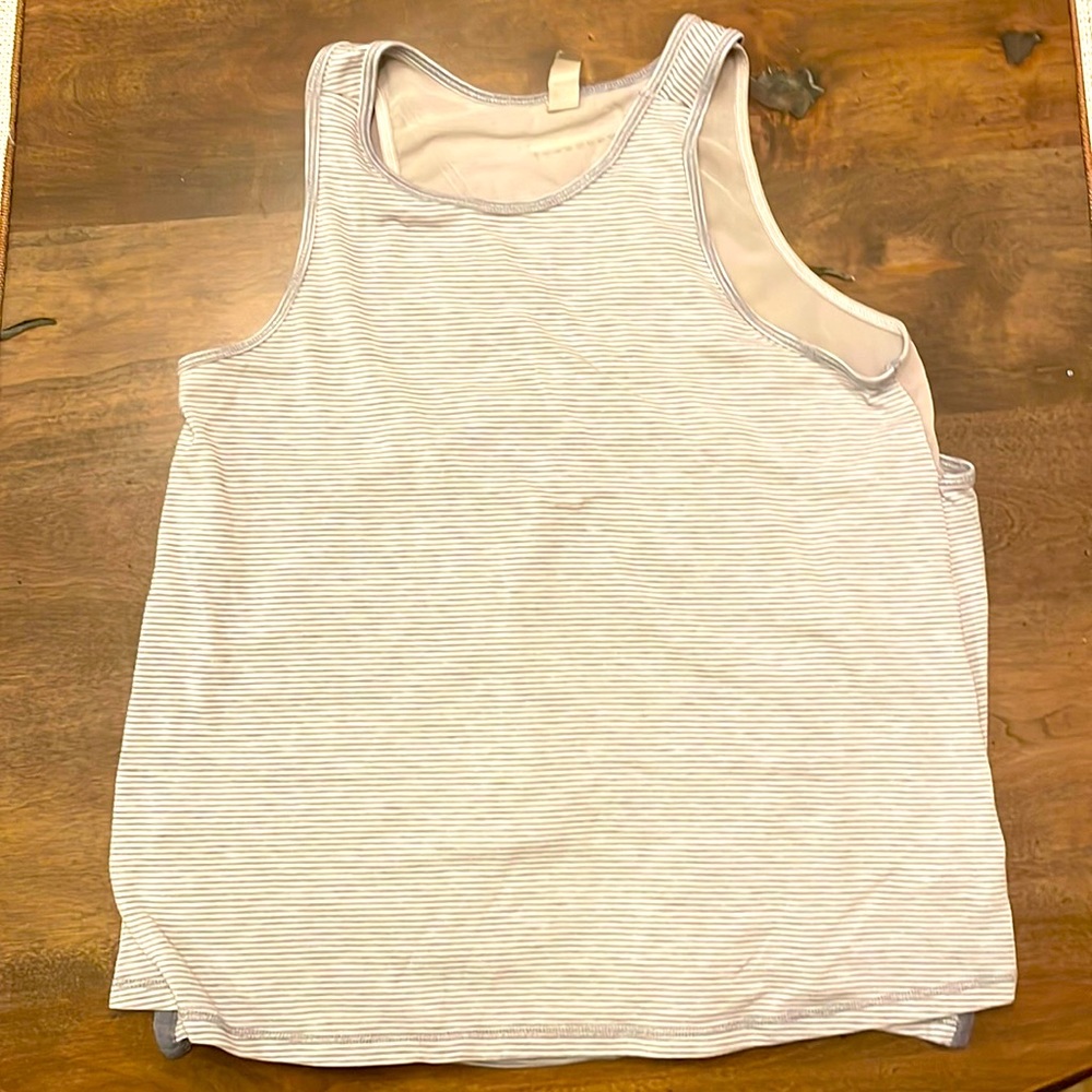 Athleta Girl Double Layered Tank - Gray/white striped - Size 8-10